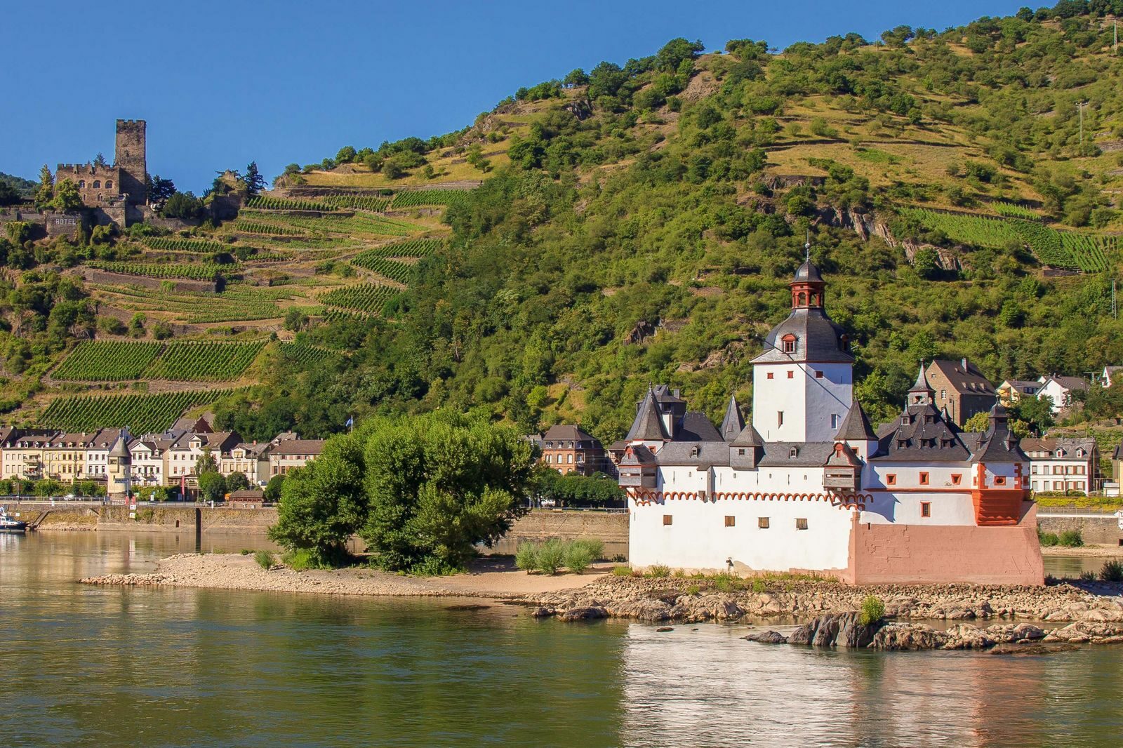 View of the Middle Rhine in the sunshine.