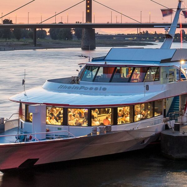 MS RheinPoesie at the Düsseldorf Burgplatz jetty