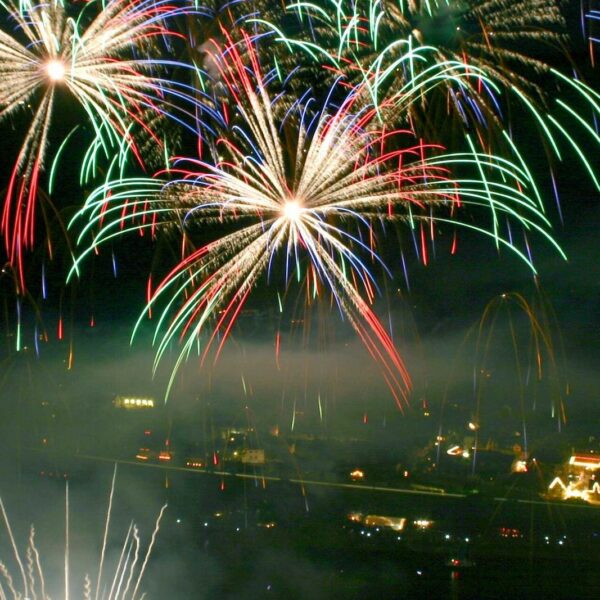Fireworks in the night sky over St. Goar